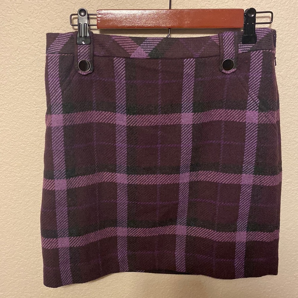 LOFT Short Plaid Purple Skirt